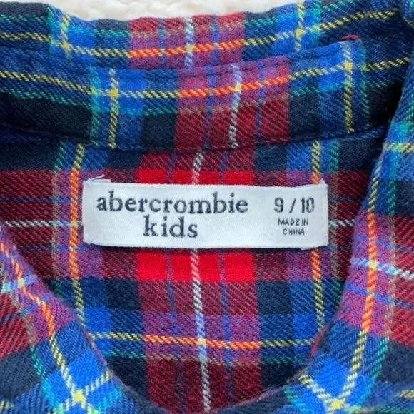 Abercrombie Kids Boys Shirt Plaid Long Sleeve Flannel Size 9/10 Button-Up Logo - Picture 7 of 10